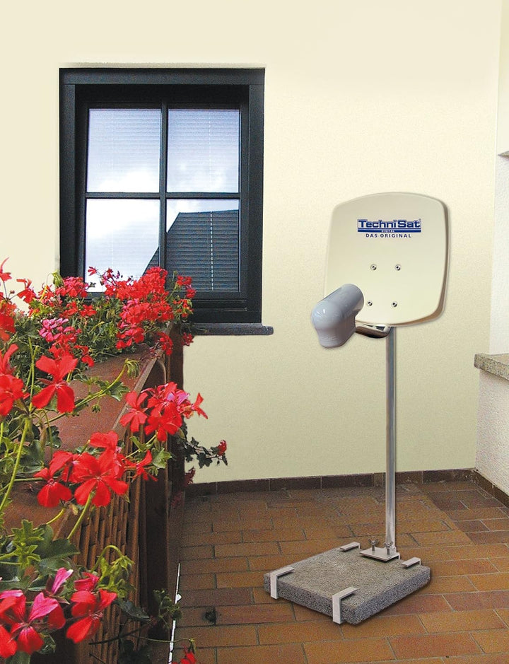 TechniSat Balkonständer (für Digidish 33/45 mit Gehwegplatten Aufnahme für die stabile Befestigung e