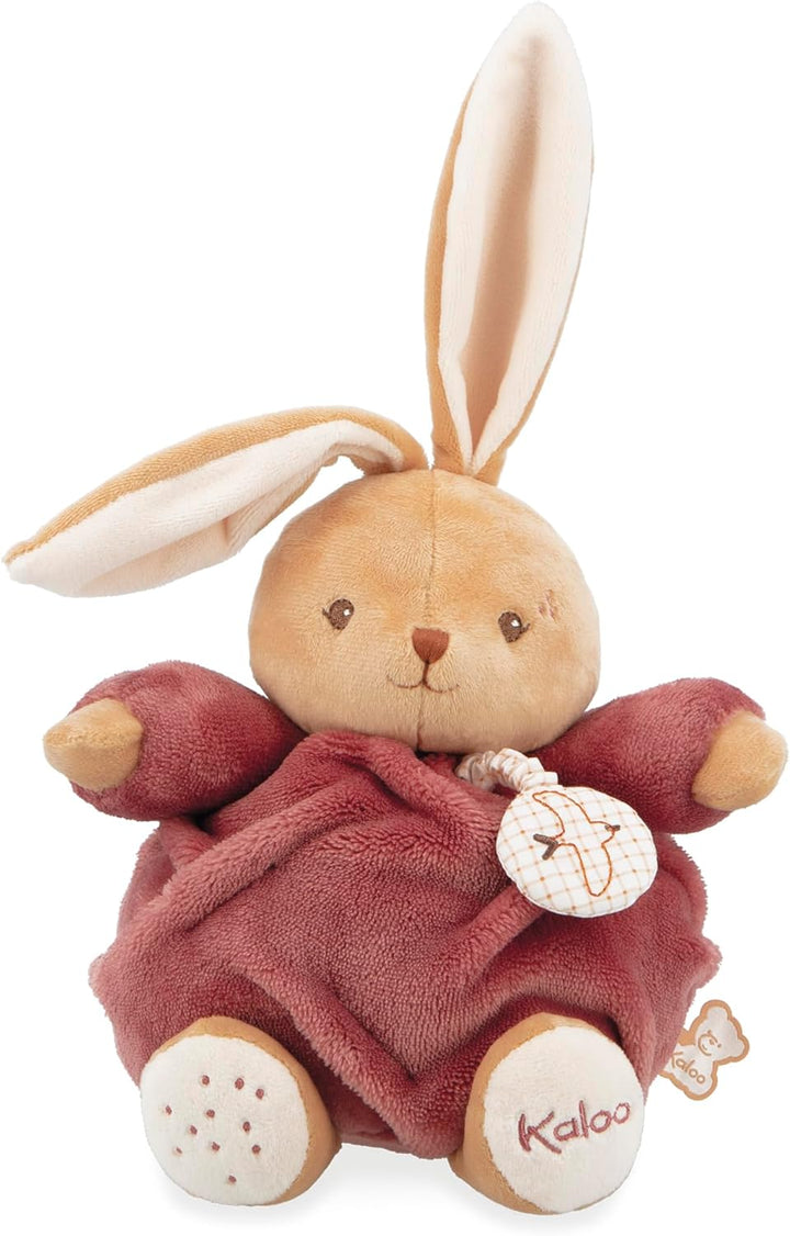 KALOO - Musical Schmusetuch Kaninchen Bordeaux 17cm - Ultraweiches und Flauschiges Plüschtier für Ba