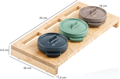 Mahlzeit Mini Cocotte Set mit Holzständer | 3 x 250 ml | Gusseisen 3er Set Serviertöpfe | emailliert