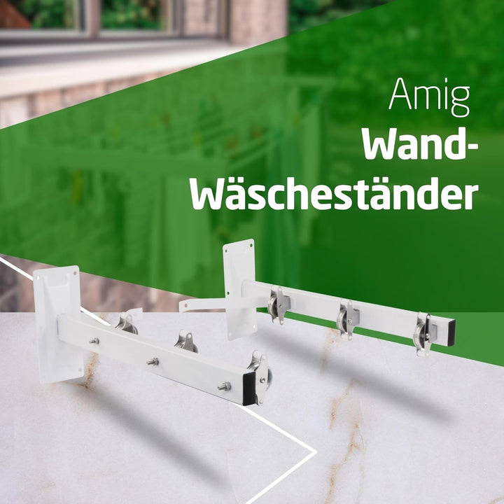 AMIG - Seitlicher Wäscheständer Modell 3 aus Edelstahl, Finish in Weiss, mit sechs Spulen und DREI S