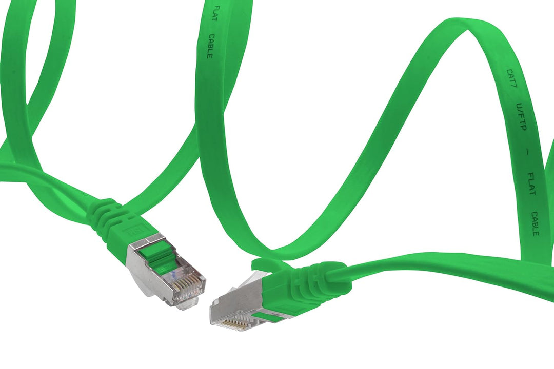 5m - grün - 10 Stück Cat7 Flachkabel Netzwerkkabel Cat 7 Rohkabel Gigabit Lan (10Gbit/s) Flachbandka