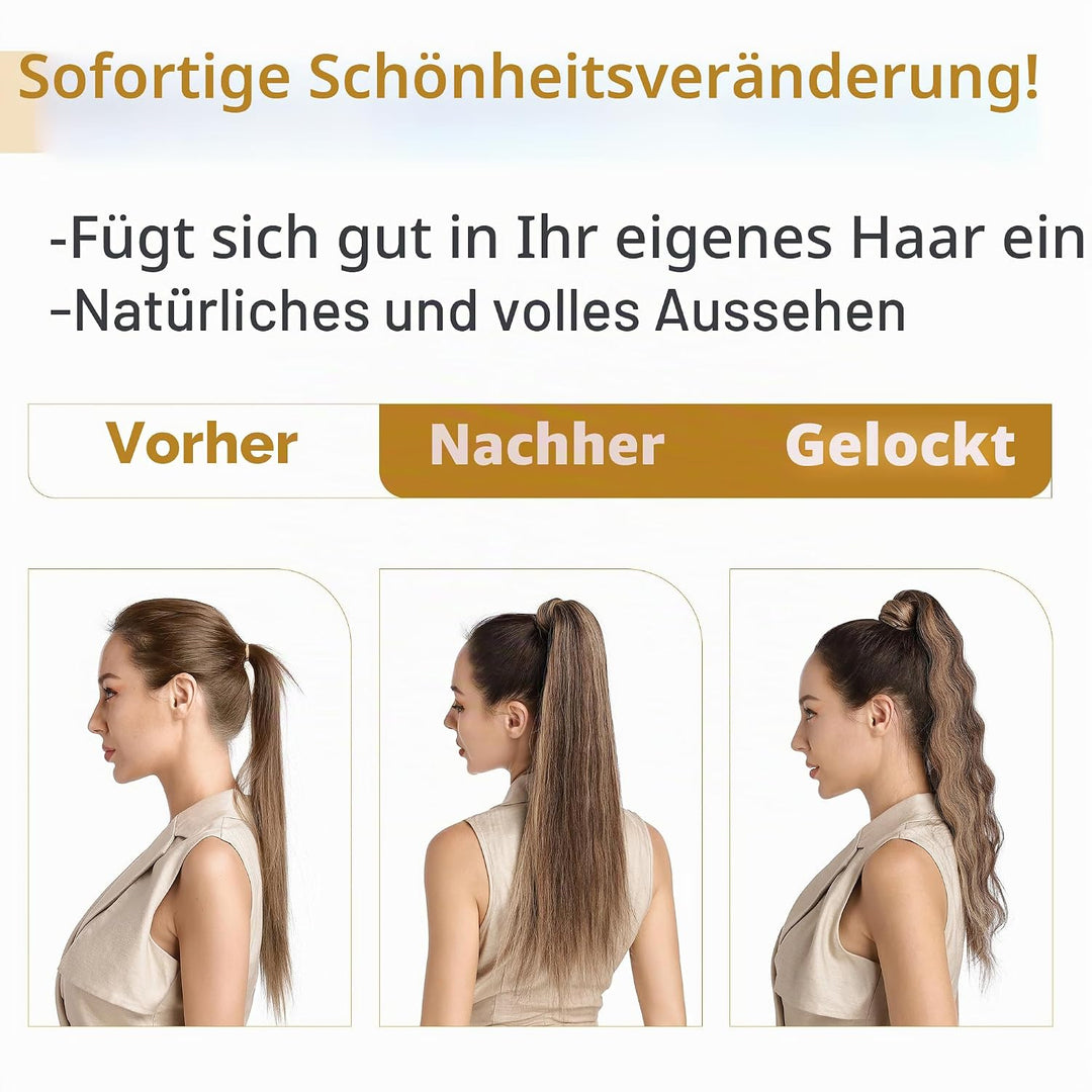 SEGO Ponytail Extension Echthaar Pferdeschwanz Zopf Haarteil Haarverlängerung Hair Piece Haar Hitzeb