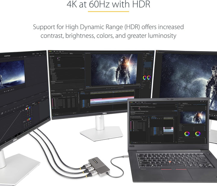 StarTech.com 3-Port USB-C Multi-Monitor Adapter, USB-C auf 3X HDMI MST Hub, Dreifach 4K 60Hz HDMI La