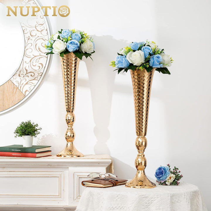 Nuptio 6 künstliche Blumensträusse künstlicher Blumenstrauss, 15 Plastikrosen im Strauss mit Halter,