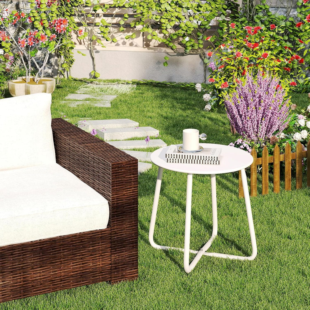 HollyHOME Beistelltisch Outdoor Balkontisch Klein Gartentisch Rund Beistelltisch Metall Wetterfest L