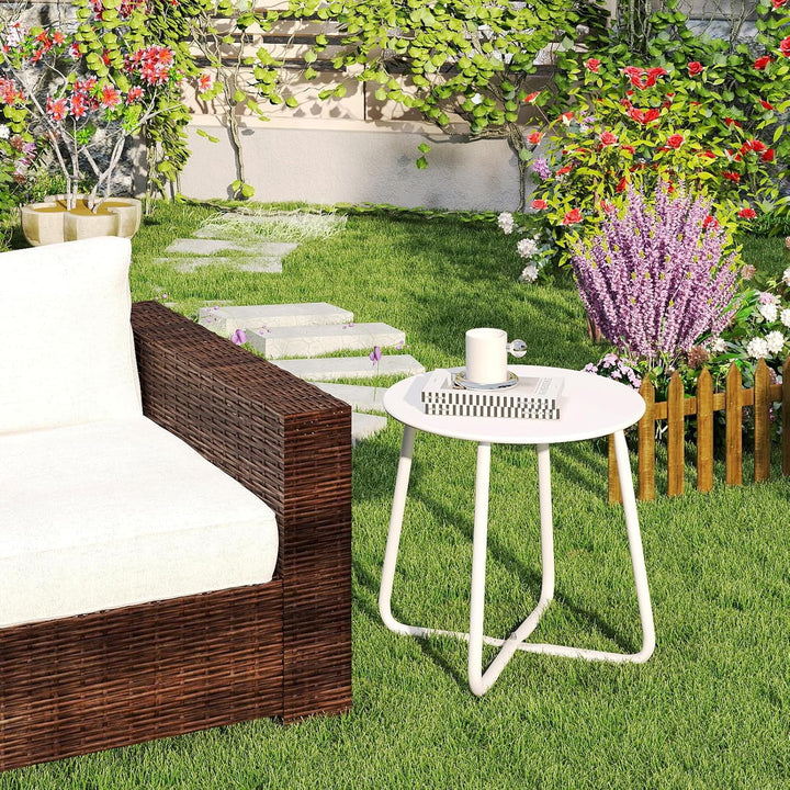 HollyHOME Beistelltisch Outdoor Balkontisch Klein Gartentisch Rund Beistelltisch Metall Wetterfest L