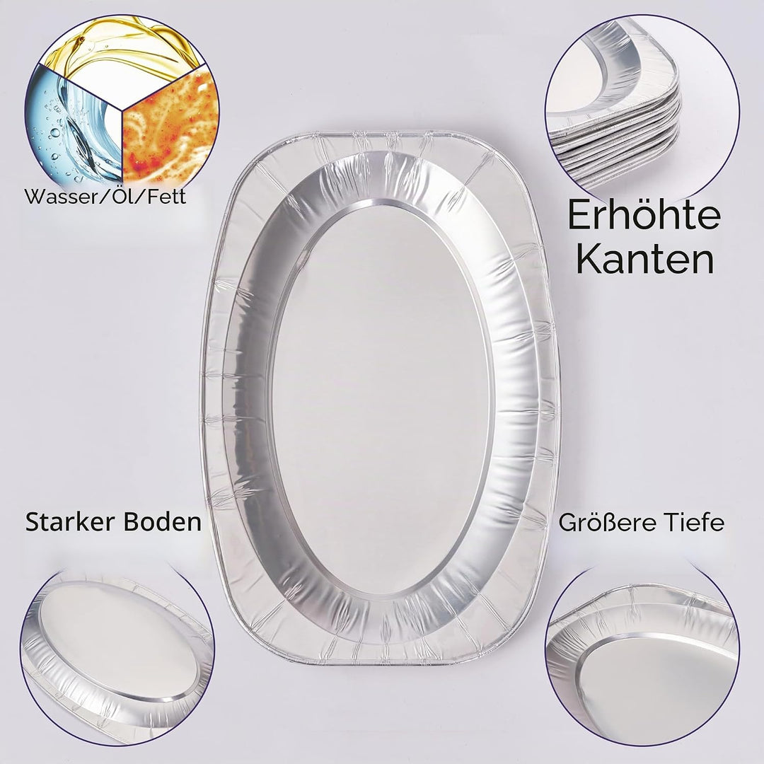 MATANA 20 Stück Alu Servierplatten, Partyplatten für Buffets, Kindergeburtstage, Hochzeiten, Caterin