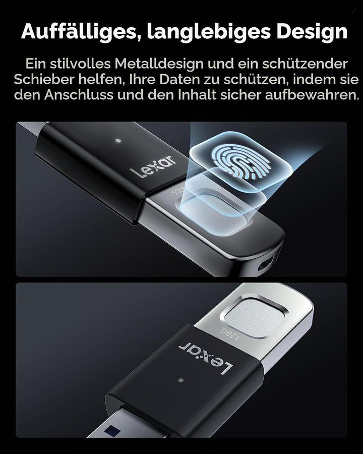 Lexar JumpDrive Fingerprint F35 PRO 128 GB USB 3.0-Flash-Laufwerk, bis zu 400 MB/s Lesen/300 MB/s Sc
