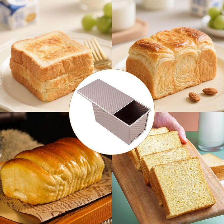 2 Stück Toastbrot Backform mit Deckel, 300g und 450g Toast Brotbackform mit Deckel, Antihaft Kastenf