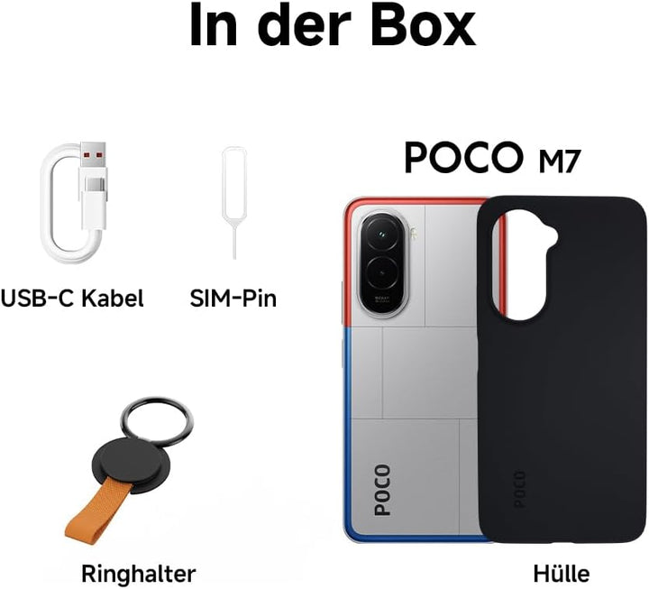 XIAOMI Poco M7, Smartphone 6+128GB, 6,9" FHD+ 144Hz Display, Snapdragon 685, 50MP AI-Zweifach-Kamera
