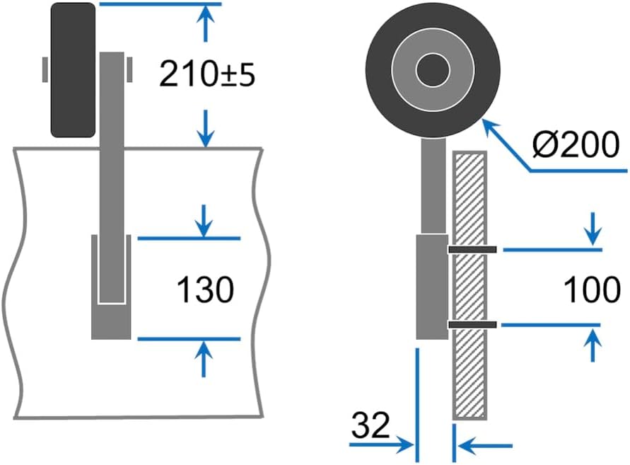 SUPROD Heckräder, Slipräder, Schlauchbooträder, Transporträder, klappbar, ET200, Edelstahl Gelb/Blau