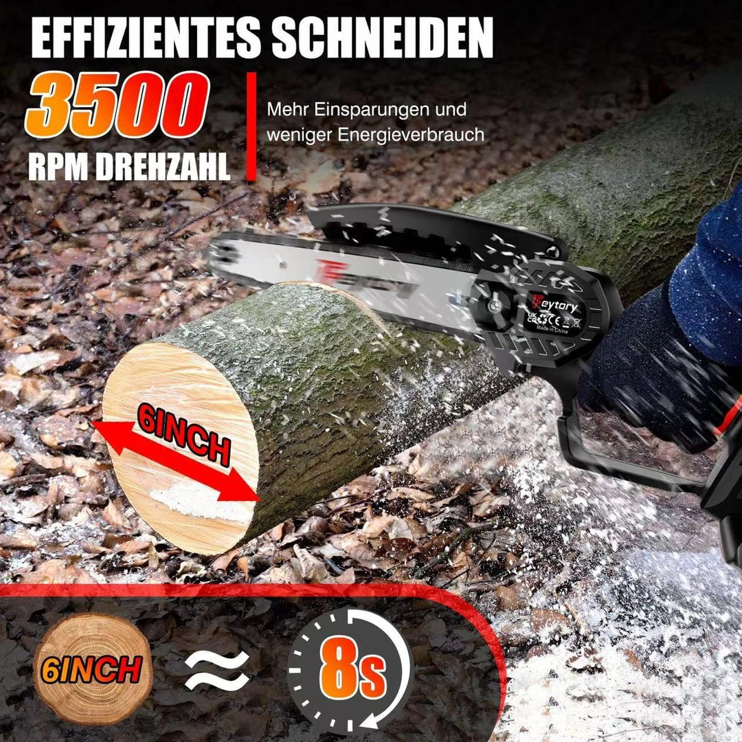 Mini Kettensäge mit Akku 6 Zoll Mini Kettensäge Elektro mit Akku 1500mAh Handkettensäge Akku Bürsten