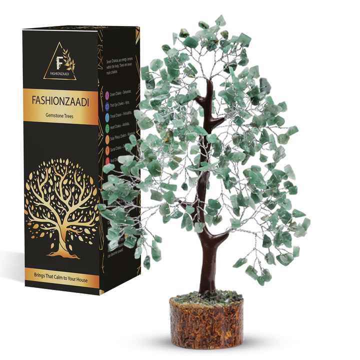 FASHIONZAADI Green Aventurine Gemstone Chakra Bonsai Tree Healing Crystals Chakra Trees Reiki Stone