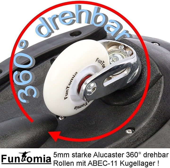 FunTomia Waveboard Original Mach1 Kugellager inkl. Tasche (Verschiedene Farbdesigns) Schwarz /