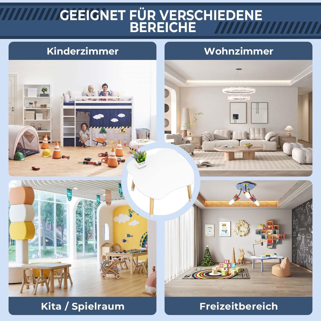Rebecca Mobili Set Kindertisch und 2 Stühle, Kindertisch mit Stühlen, Weiss Braun, MDF Kiefer, für M
