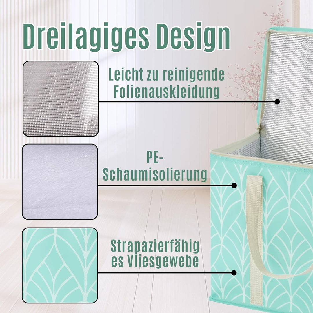 VENO 2 Stück Einkaufstasche Wiederverwendbare Faltbar Kühltasche Einkaufskorb, Gross Picknickkorb Ro