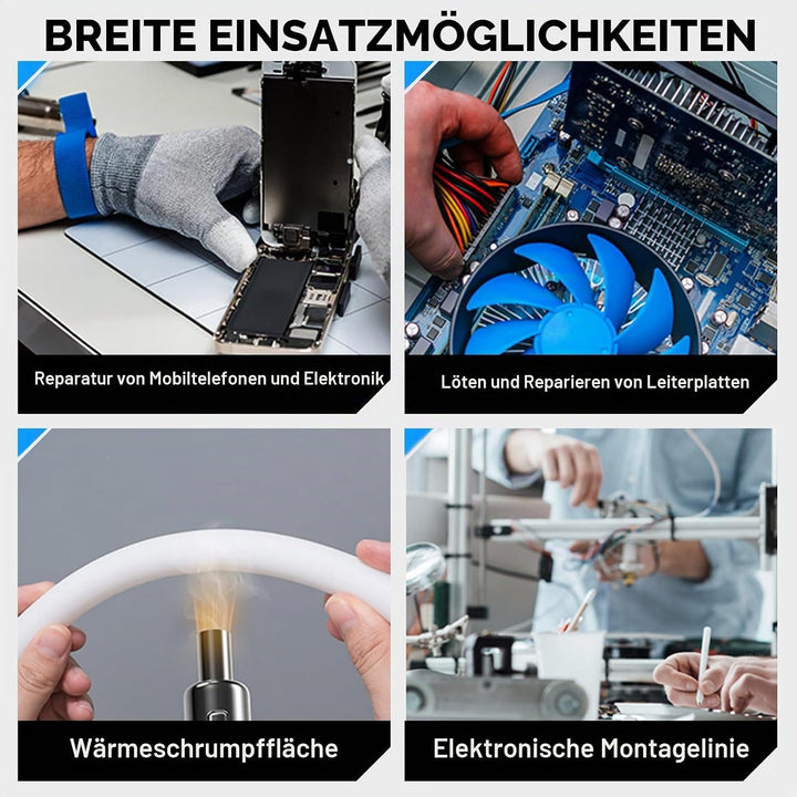 Heissluftpistol, Heissluftgebläse 550W 100°C bis 450°C 20 Einstellbare Windgeschwindigkeiten mit 1 D