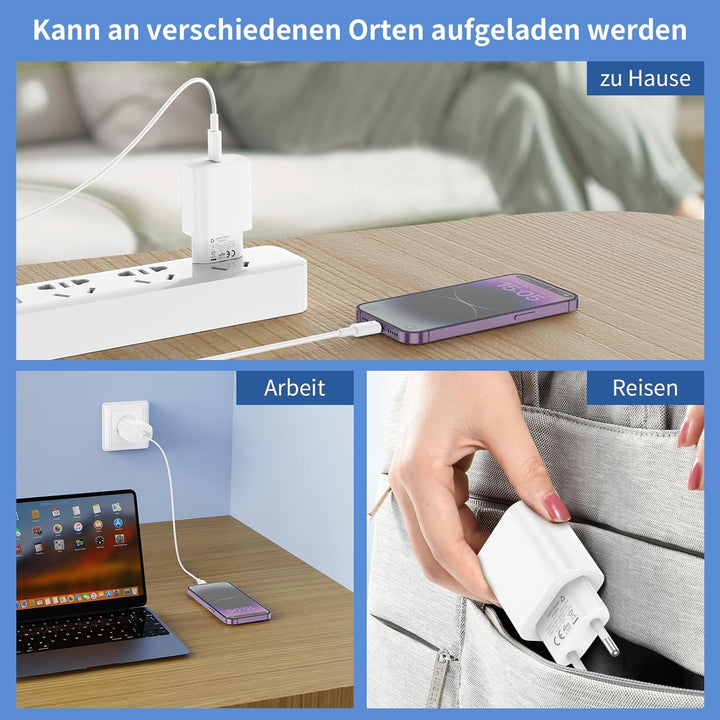 [Apple MFi Certified] 25W USB C Ladegerät,3er Pack iPhone Ladegerät und 2M iPhone Ladekabel*3, PD 3.