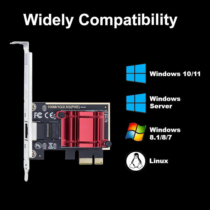 10Gtek® 2500/1000/100Mbps NIC PCIe Netzwerkadapter PCIe Gigabit Ethernet Karte, Single RJ-45 Port, m