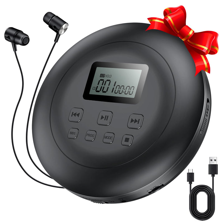 Gueray Tragbarer CD-Player CD Spieler Persönliche CD Player mit Kopfhörer LCD Display Anti-Skip Schu