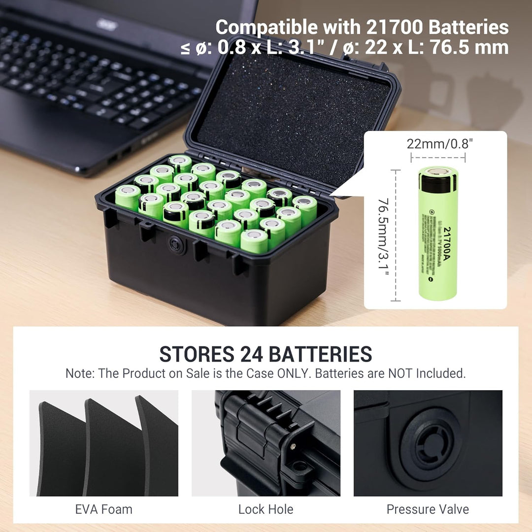 JJC 21700 Batteriegehäuse Batteriehalter Box Wasserdicht für 24 Stück 21700/20700 Akku und alle ähnl