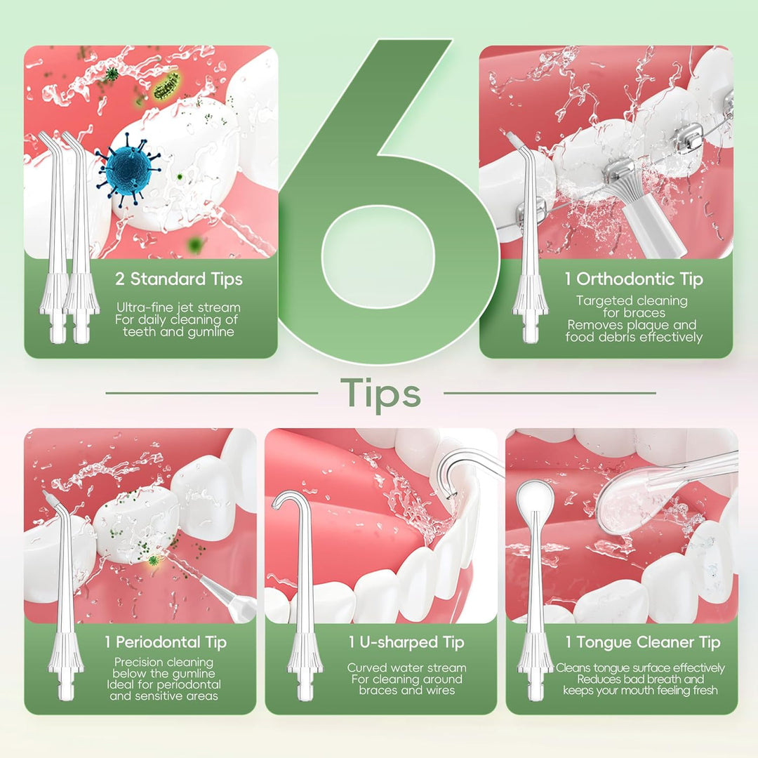 Mornwell Munddusche Kabellos für Zähne Tragbar Oral Irrigator Elektrische Zahnreiniger 300ML 3 Modi