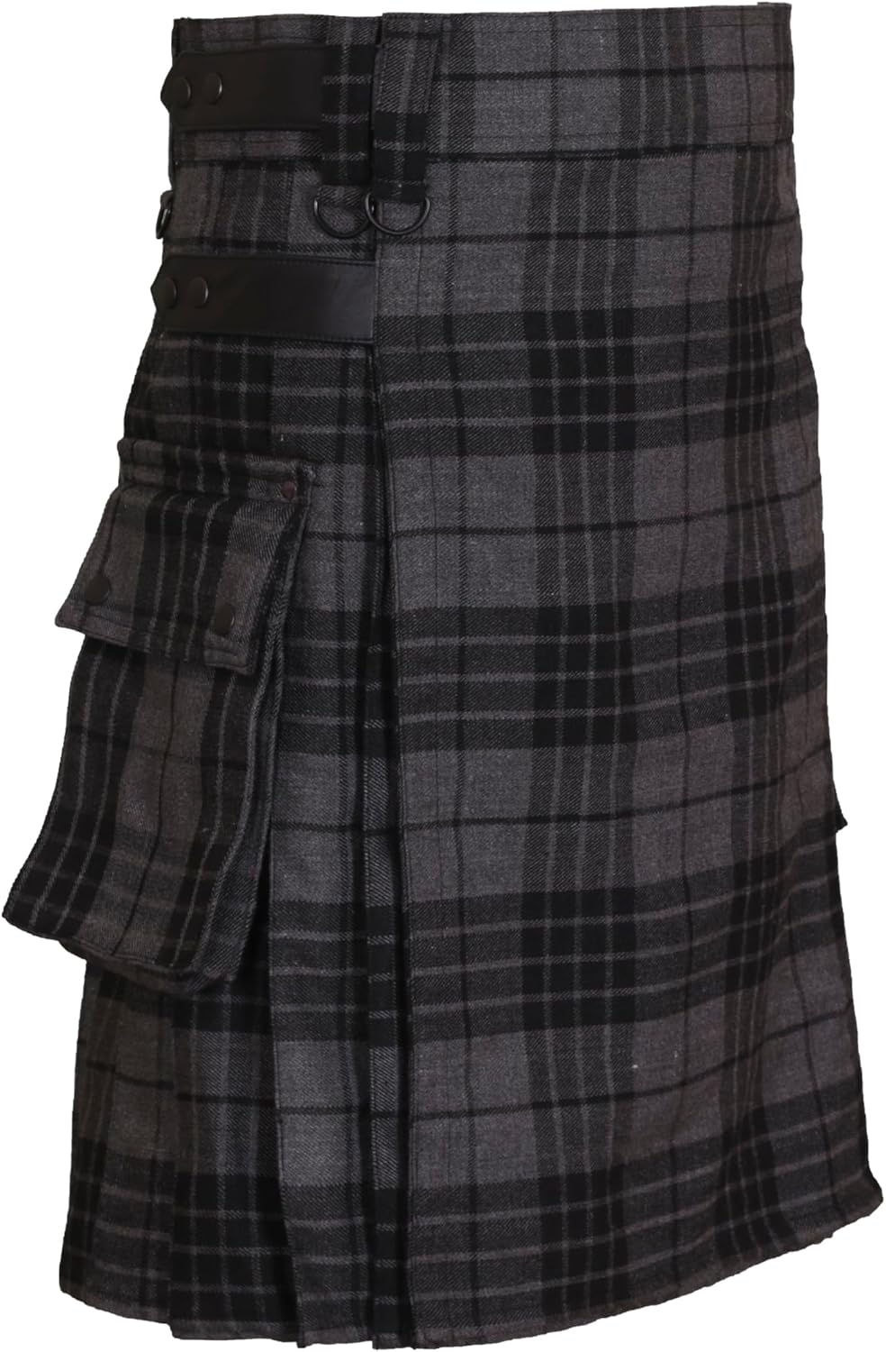 All Kilts Sports Utility-Kilt für Herren aus Acrylwolle mit Lederriemen, Dark Grey Watch 34
