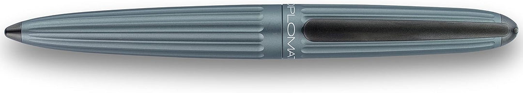 DIPLOMAT - Geschenkset Füllfederhalter Aero Stripes - Grau - 1 Füllhalter + 1 Tintenfass + 1 Lederet