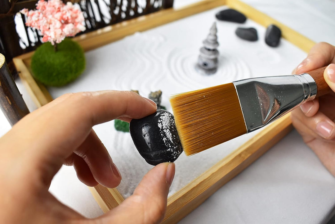 Artcome Japanese Zen Sand Garden for Desk with Rake, Stand, Rocks and Mini Furnishing Articles - Off