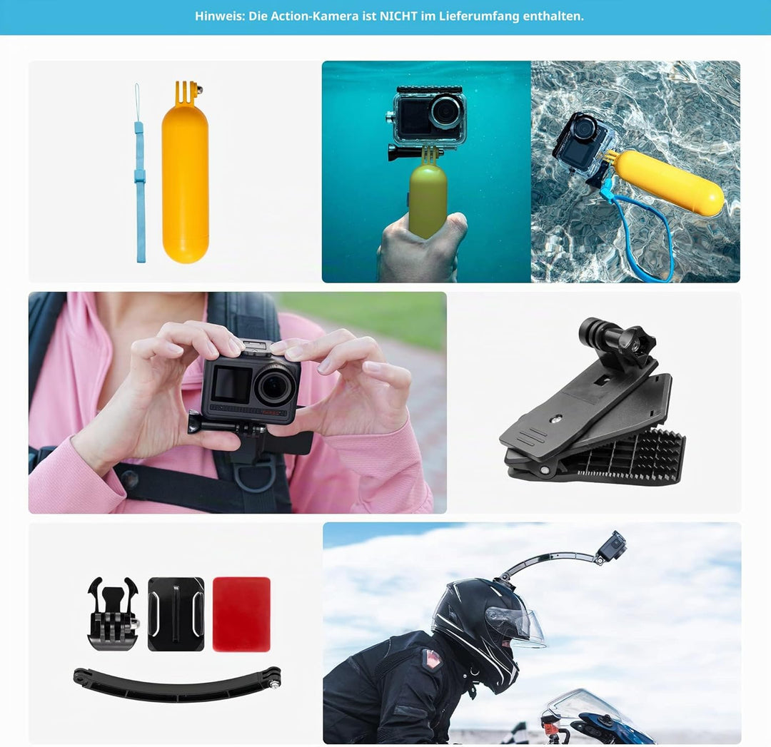 AKASO 60 in 1 Action Cam Zubehörset mit Sammeltasche, kompatibel mit EK7000/EK7000 Pro/Brave 4/Brave