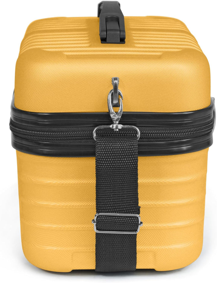 KINSTON Vanity Case Hartschale mit Schulterriemen – Kulturbeutel Reise Kosmetik – Hartschale mit Gri