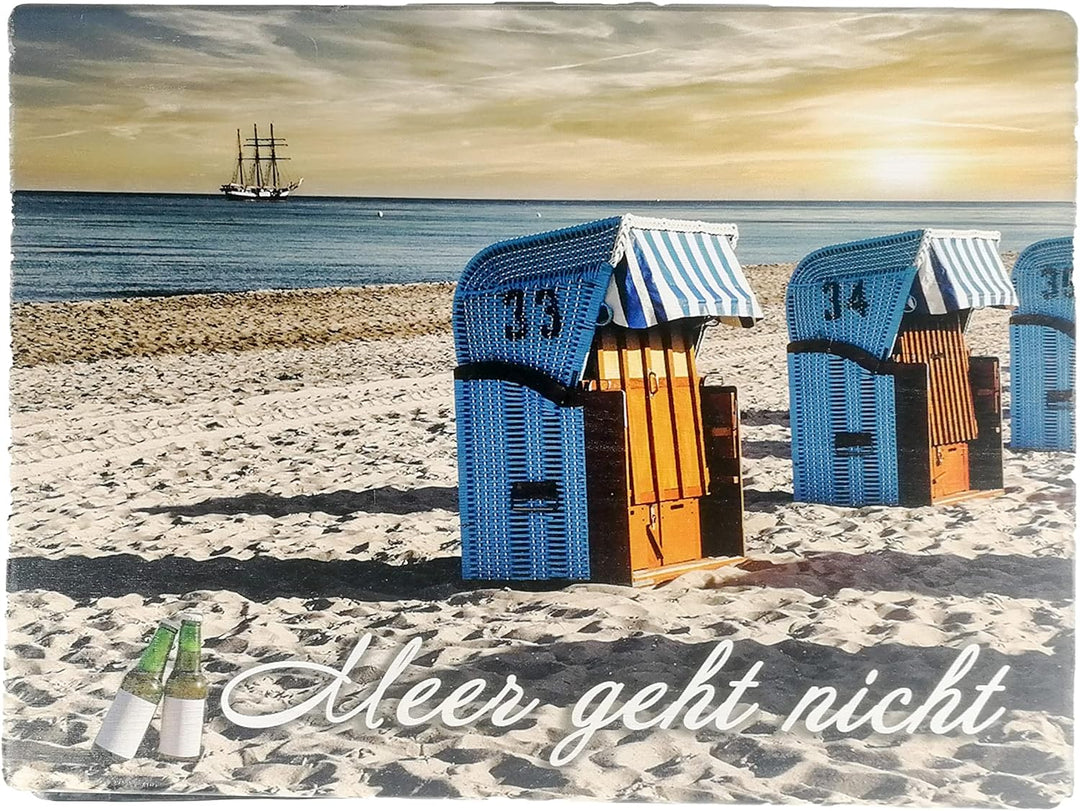 Bierkastensitz, Outdoor Hocker, Sitzauflage aus Holz für Getränkekisten mit Meer geht Nicht als Gesc