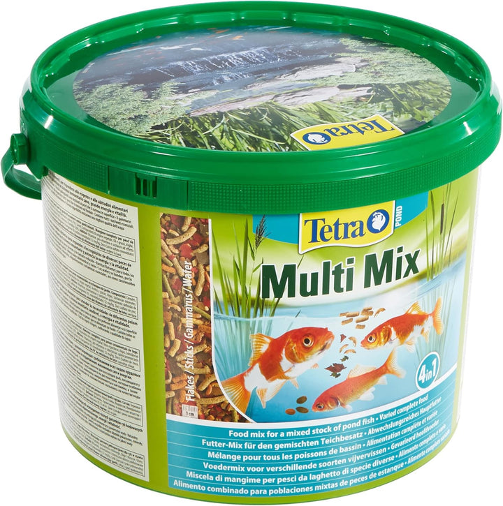 Tetra Pond Multi Mix – Fischfutter für Verschiedene Teichfische mit Vier Futtersorten (Flockenfutter