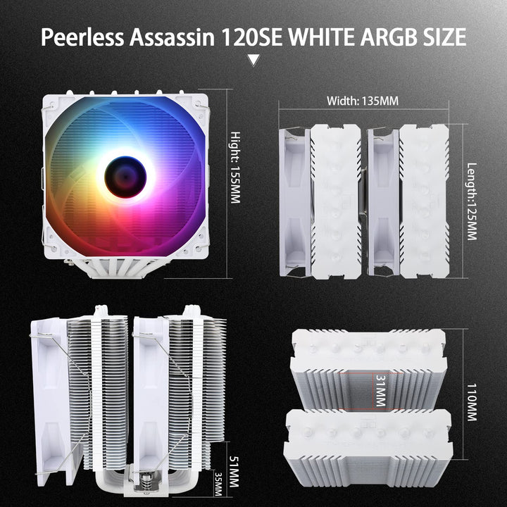 Thermalright Peerless Assassin 120 SE ARGB CPU-Luftkühler, 6 Heatpipes, Dual 120 mm TL-C12CW-S Lüfte