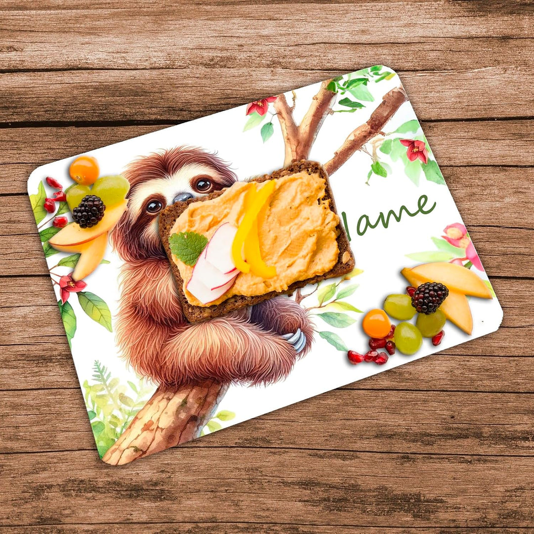 Vesperbrettchen personalisiert mit Name, Faultier | Frühstücksbrettchen, Brotzeitbrettchen, Schneide