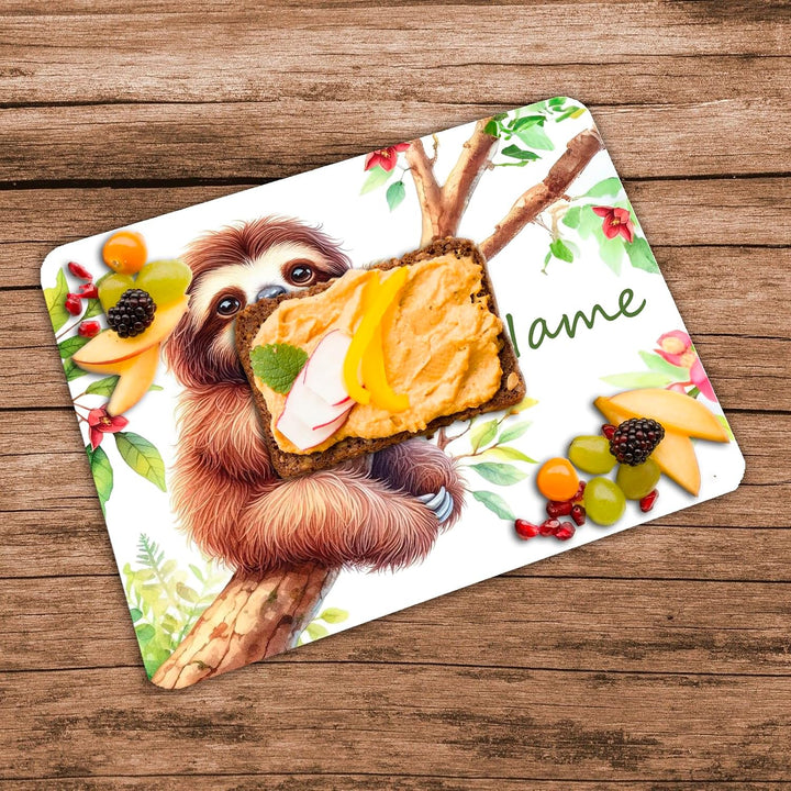 Vesperbrettchen personalisiert mit Name, Faultier | Frühstücksbrettchen, Brotzeitbrettchen, Schneide