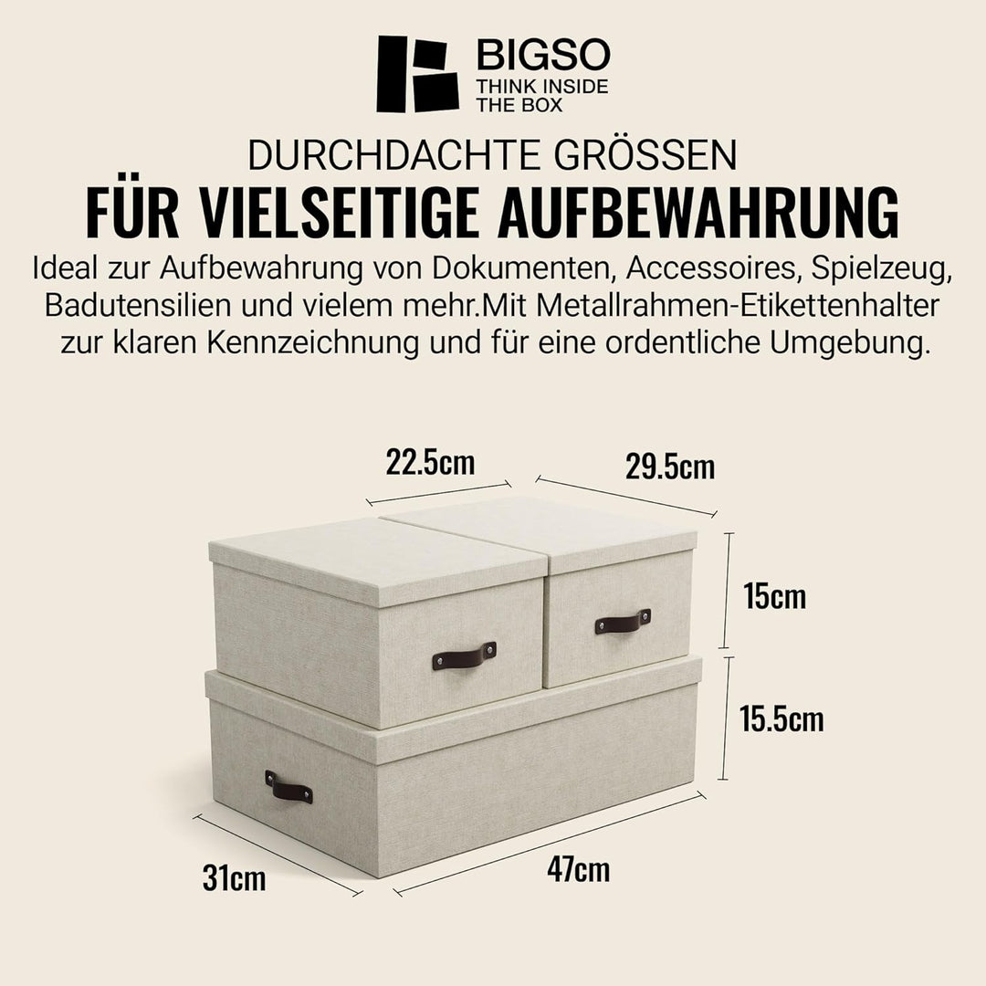 BIGSO BOX OF SWEDEN INGE 3er-Set Aufbewahrungsboxen für das Schlaf-, Kinder-, Arbeits- oder Badezimm