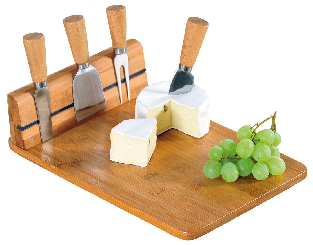 Kesper | Käseschneidebrett mit Besteck, Material: Bambus, Edelstahl, Masse: 30 x 20 x 8 cm, Farbe: W