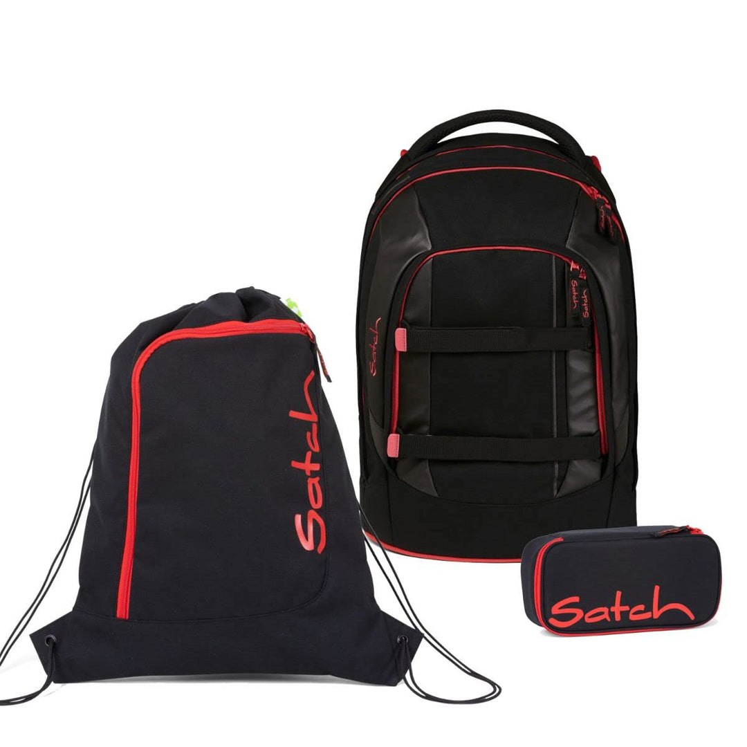 satch Pack Schulrucksack Set 3tlg. mit Schlamperbox und Sportbeutel Fire Phantom, Fire Phantom