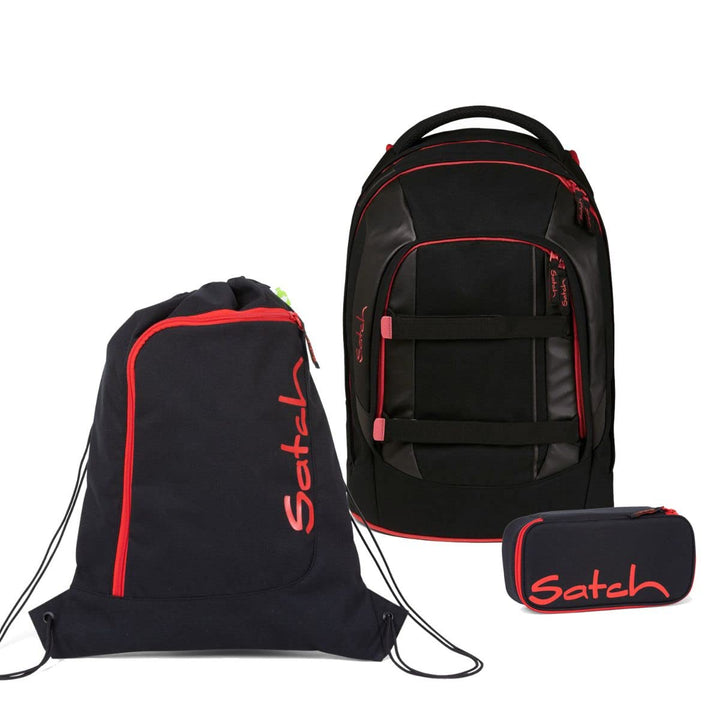 satch Pack Schulrucksack Set 3tlg. mit Schlamperbox und Sportbeutel Fire Phantom, Fire Phantom