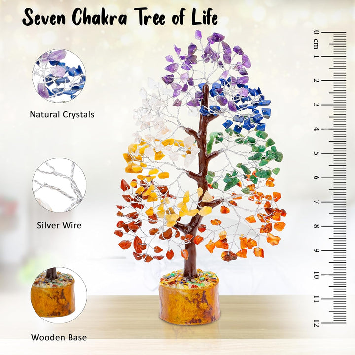 7 Chakra Tree of Life - Crystal Tree for Positive Energy, Feng Shui Decor - Handmade Gemstone Tree,