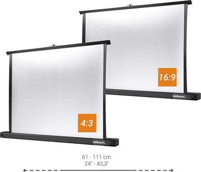 celexon tragbare Präsentations- und Heimkino-Beamer-Leinwand Mobil Tisch-Leinwand inkl. automatische