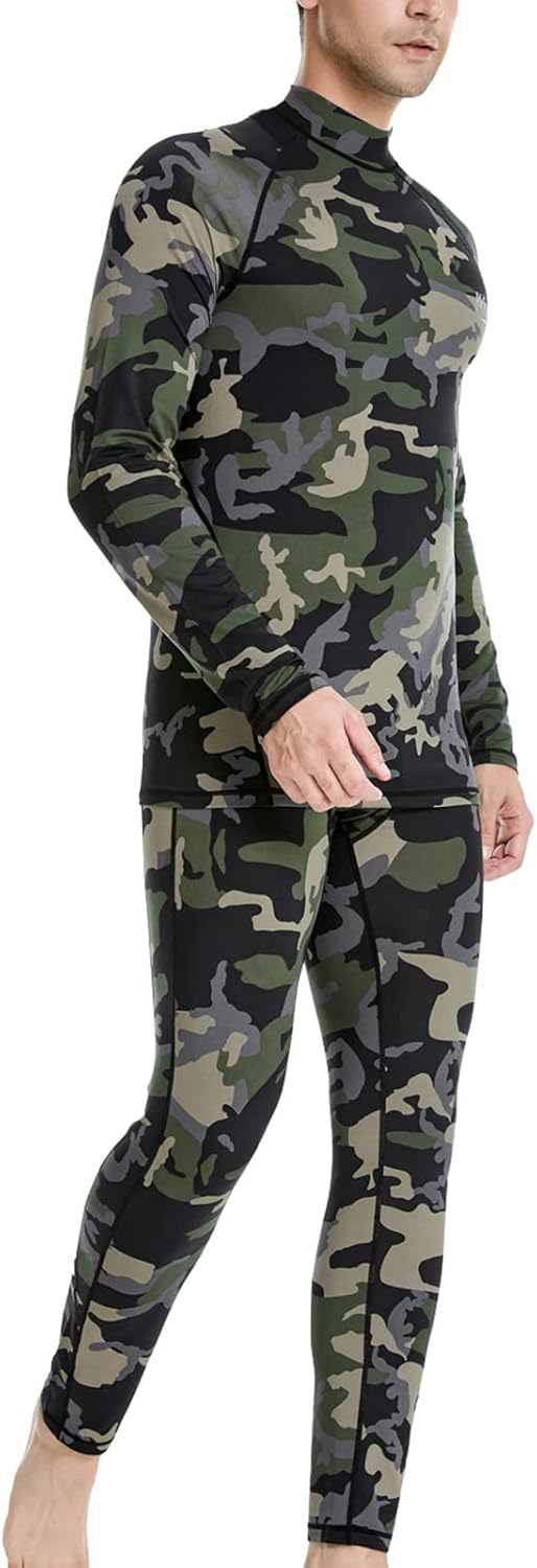 MeetHoo Thermounterwäsche Herren, Funktionsunterwäsche mit Rollkragen Skiunterwäsche Winter Thermowä
