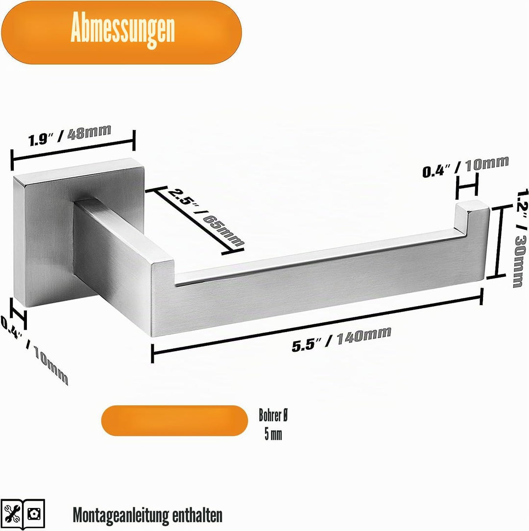 HITSLAM Toilettenpapierhalter Gebürstetes Nickel mit Bohren Edelstahl 304 Klopapierhalte für Küche u