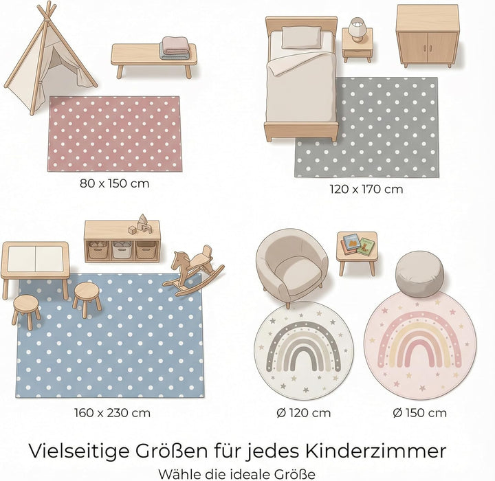Jimri Teppich Kinderzimmer - Teppiche für Kinderzimmer, Kinderteppich Junge, Kinderteppich mit Berge