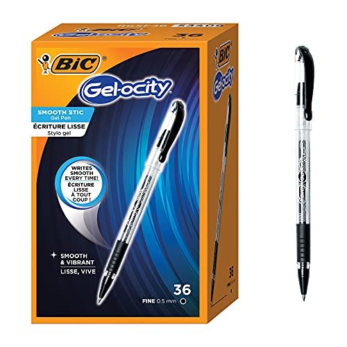 Gel-ocity smooth stic gel pen, fine point (0.5mm), black ink, 36-count, vibrant and smooth gel ink -