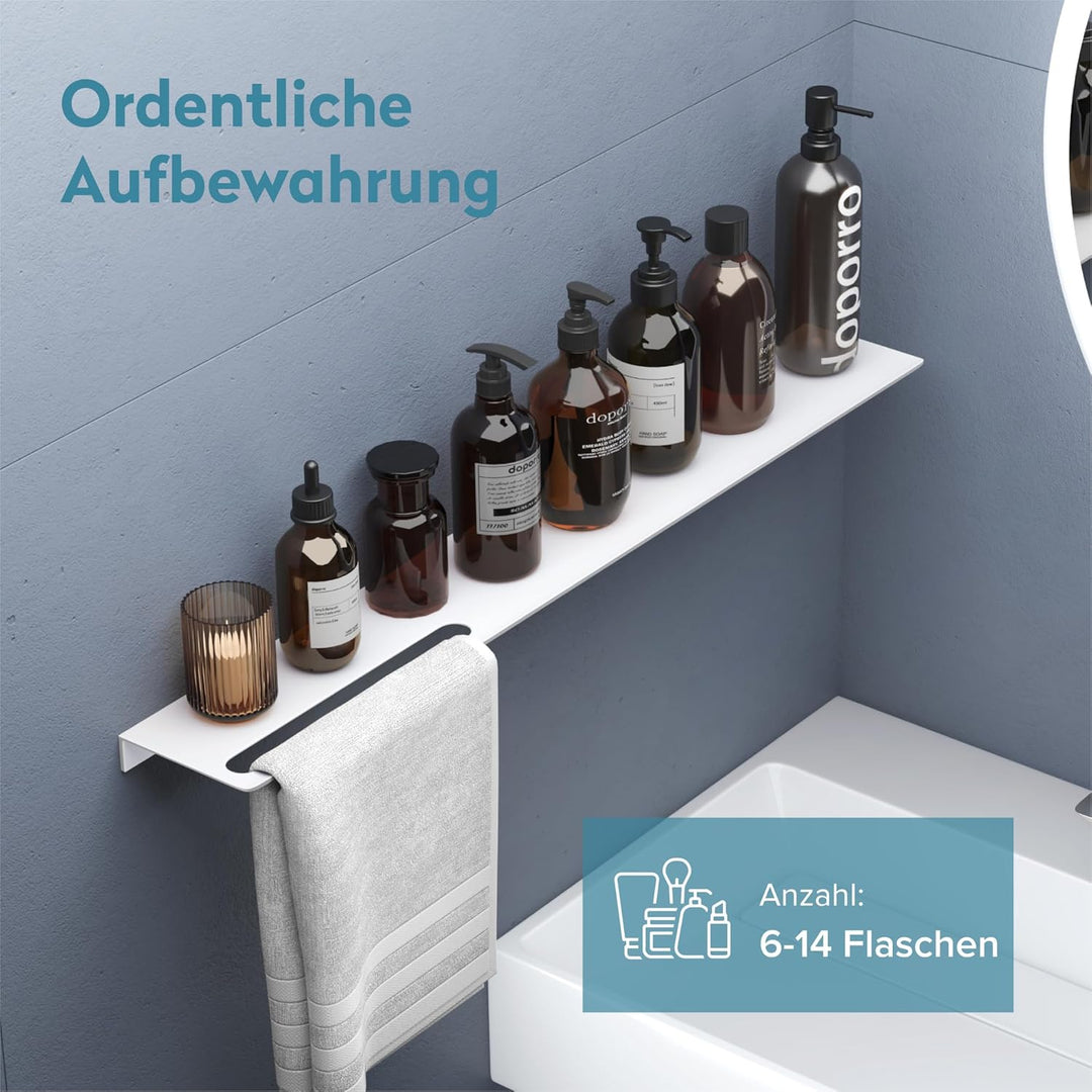doporro Duschablage ohne Bohren 80 cm, Duschregal selbstklebend aus Aluminium, Wandregal/Badregal mi