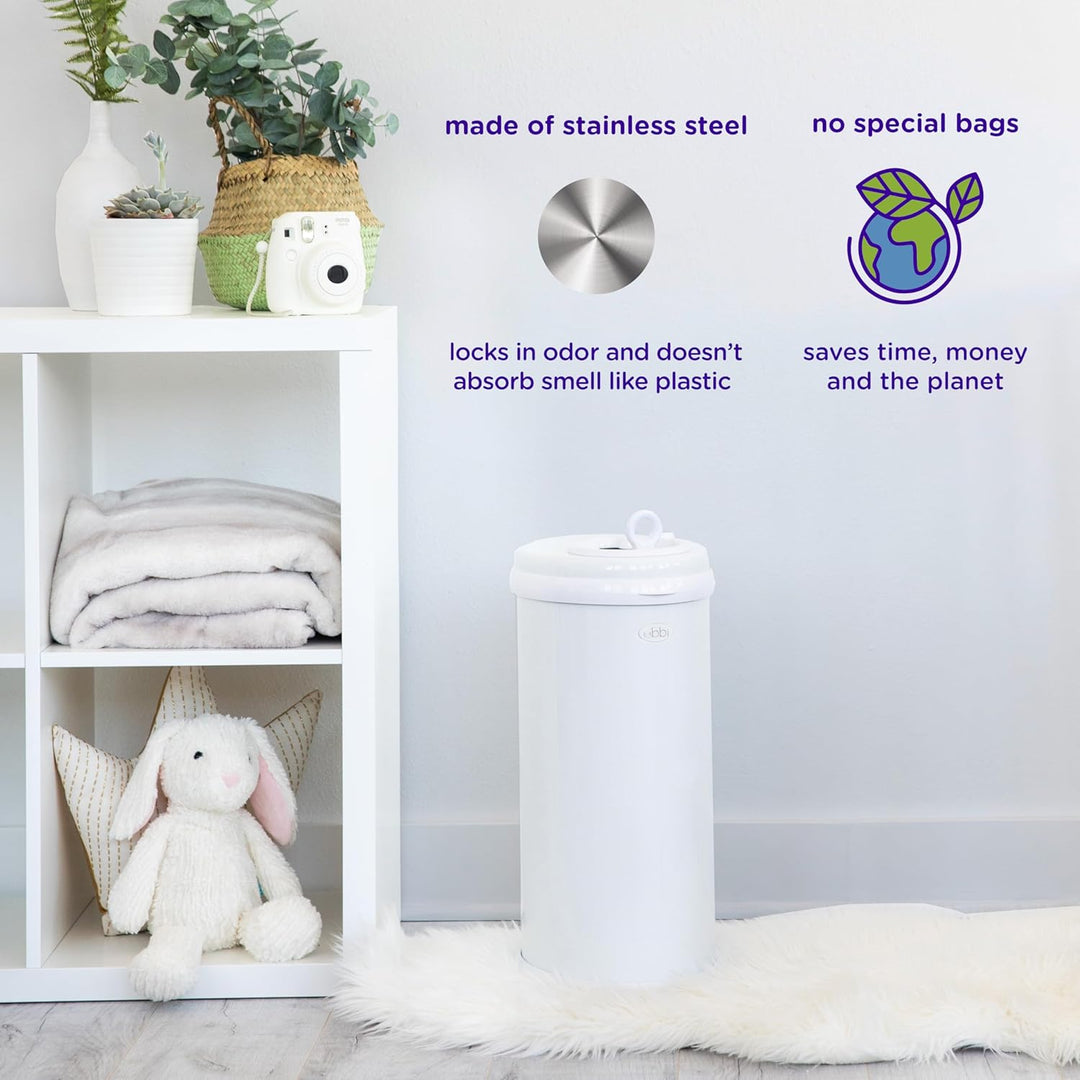 Ubbi Steel Odor Locking Nappy Disposal Bin, No Special Bag Required Money Saving, Awards-Winning, Mo