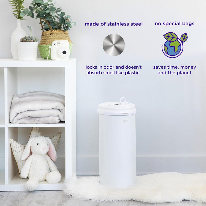 Ubbi Steel Odor Locking Nappy Disposal Bin, No Special Bag Required Money Saving, Awards-Winning, Mo