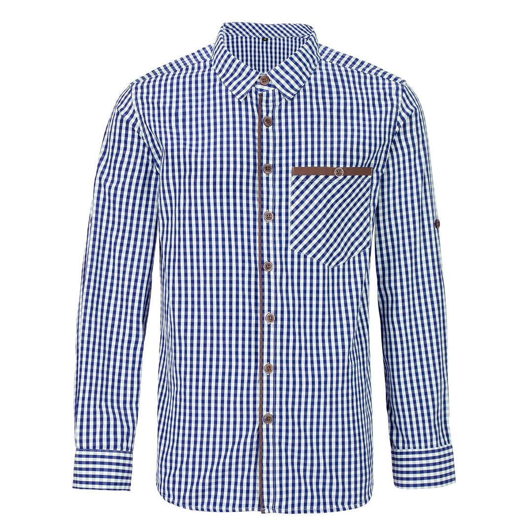 Trachtenhemd Herren, 100% Baumwolle Oktoberfest Hemd Herren Langarm Freizeithemd für Männer, Grössen